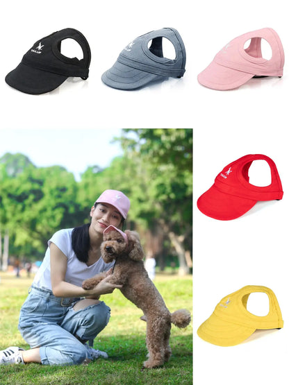 犬用キャップ 耳穴付き 調整可能 紫外線対策