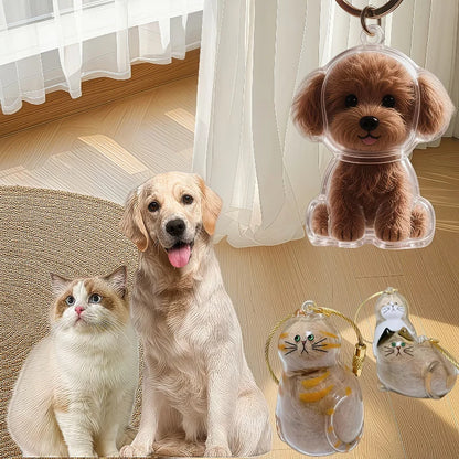 愛犬・愛猫といつでも一緒、透明ペット毛メモリアルキーホルダー